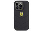 Ferrari prešívané kovové puzdro s logom pre iPhone 15 Pro - čierne