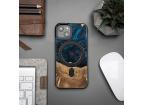 MagSafe Bewood Unikátne puzdro Neptún z dreva a živice pre iPhone 14 - námornícka modrá a čierna