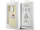 Kožené puzdro Hello Kitty Kitty Head MagSafe pre iPhone 15 Pro - zlaté