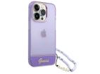 Guess GUHCP14LHGCOHU Pevné puzdro na iPhone 14 Pro 6,1" fialové/fialové Priesvitný perlový remienok