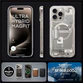 Spigen Ultra Hybrid Mag puzdro s MagSafe pre iPhone 15 Pro Max - prírodný titán (Zero One design)