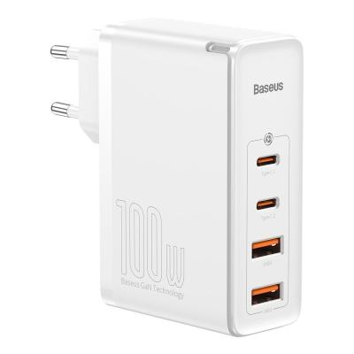 Sieťová nabíjačka Baseus GaN2 Pro, 2x USB + 2x USB-C, 100 W, EÚ (biela)