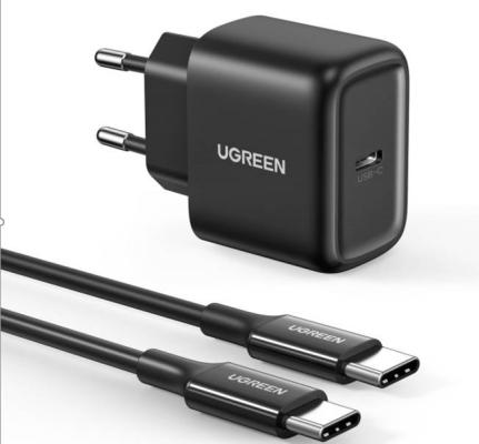 Sieťová nabíjačka UGREEN CD250, 25 W, USB-C (čierna) + kábel USB-C na USB-C, 2 m (čierny)