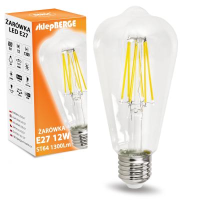 LED žiarovka E27 ST64 12W neutrálna biela